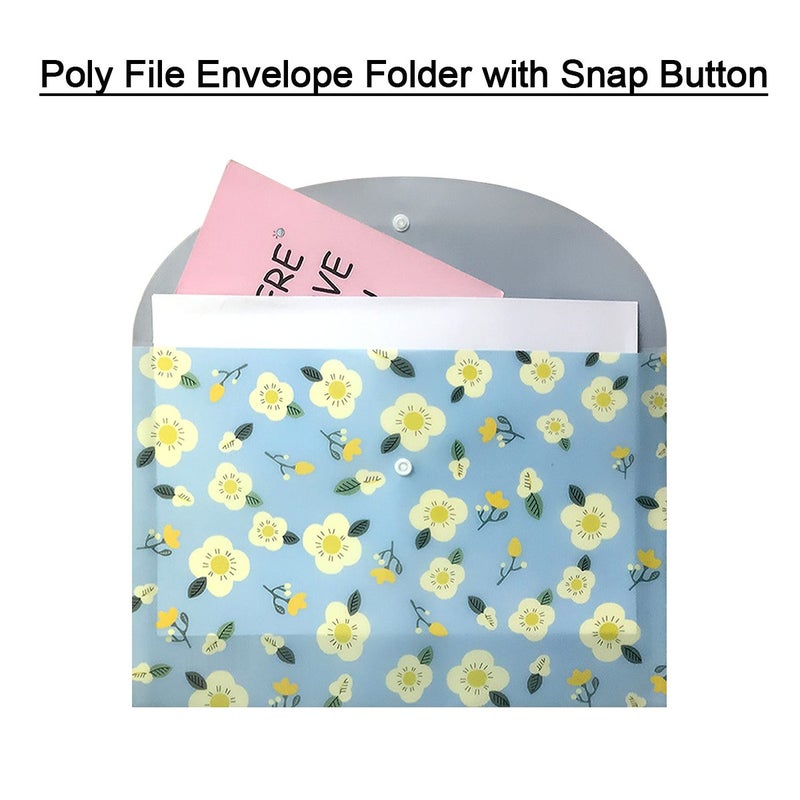 Yeebline Document Folder, Yeebline 8 Pack Poly Envelopes, Floral Printed Waterproof Letter Size Document Organizer Booklet File Paper Folders with Snap Button - Image 4
